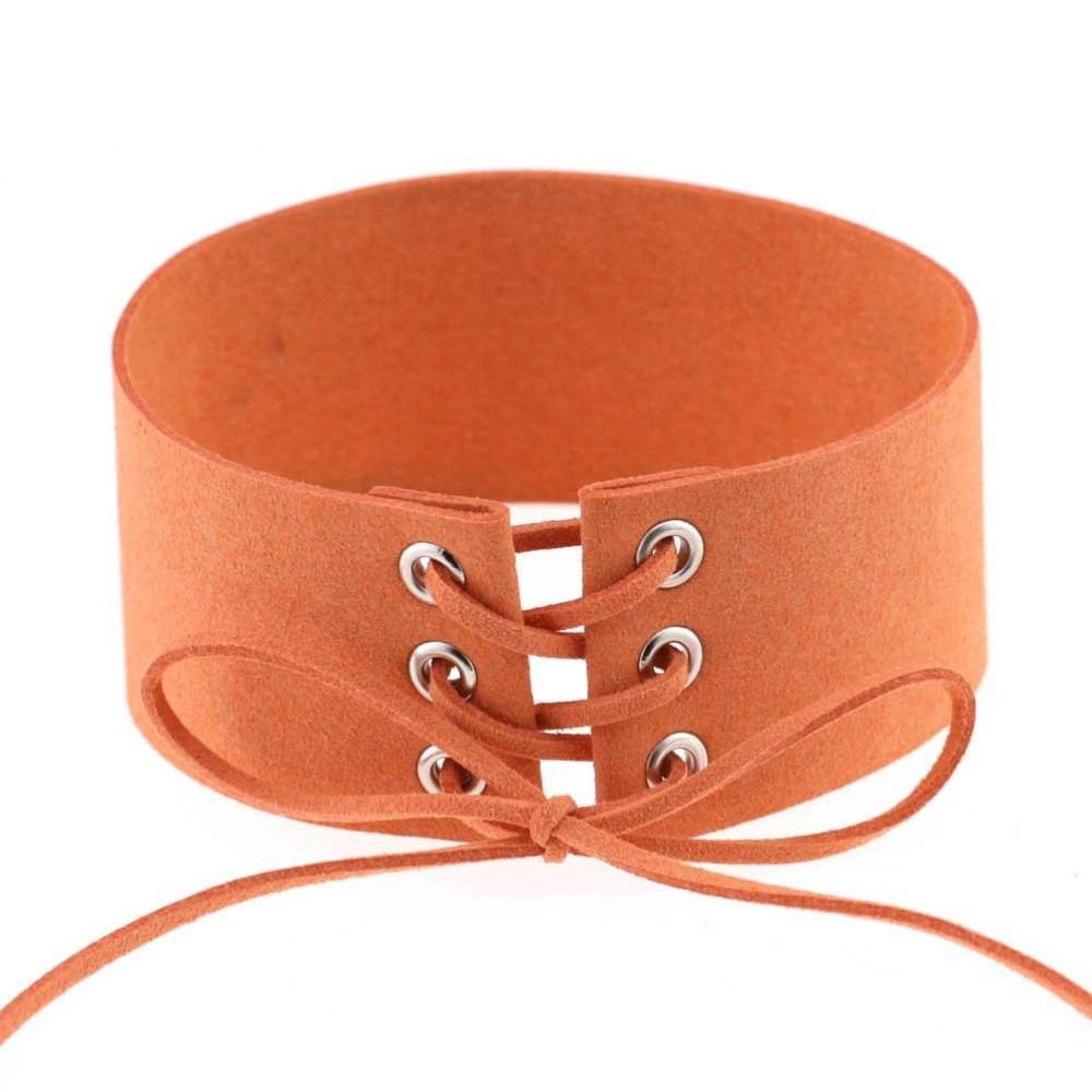 Suede Thick Laceup Choker