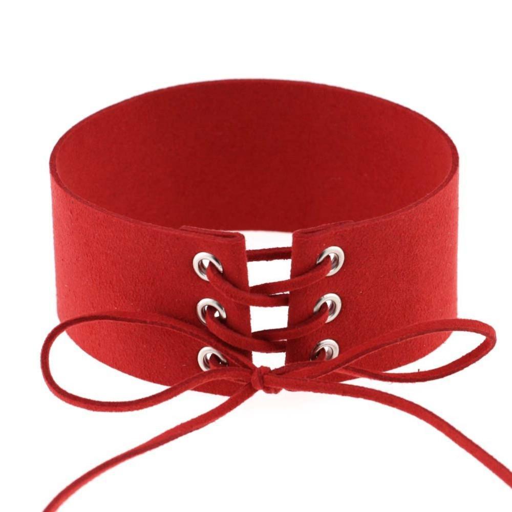 Suede Thick Laceup Choker