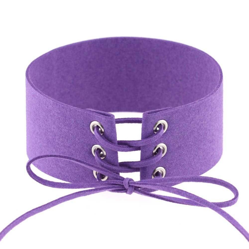 Suede Thick Laceup Choker