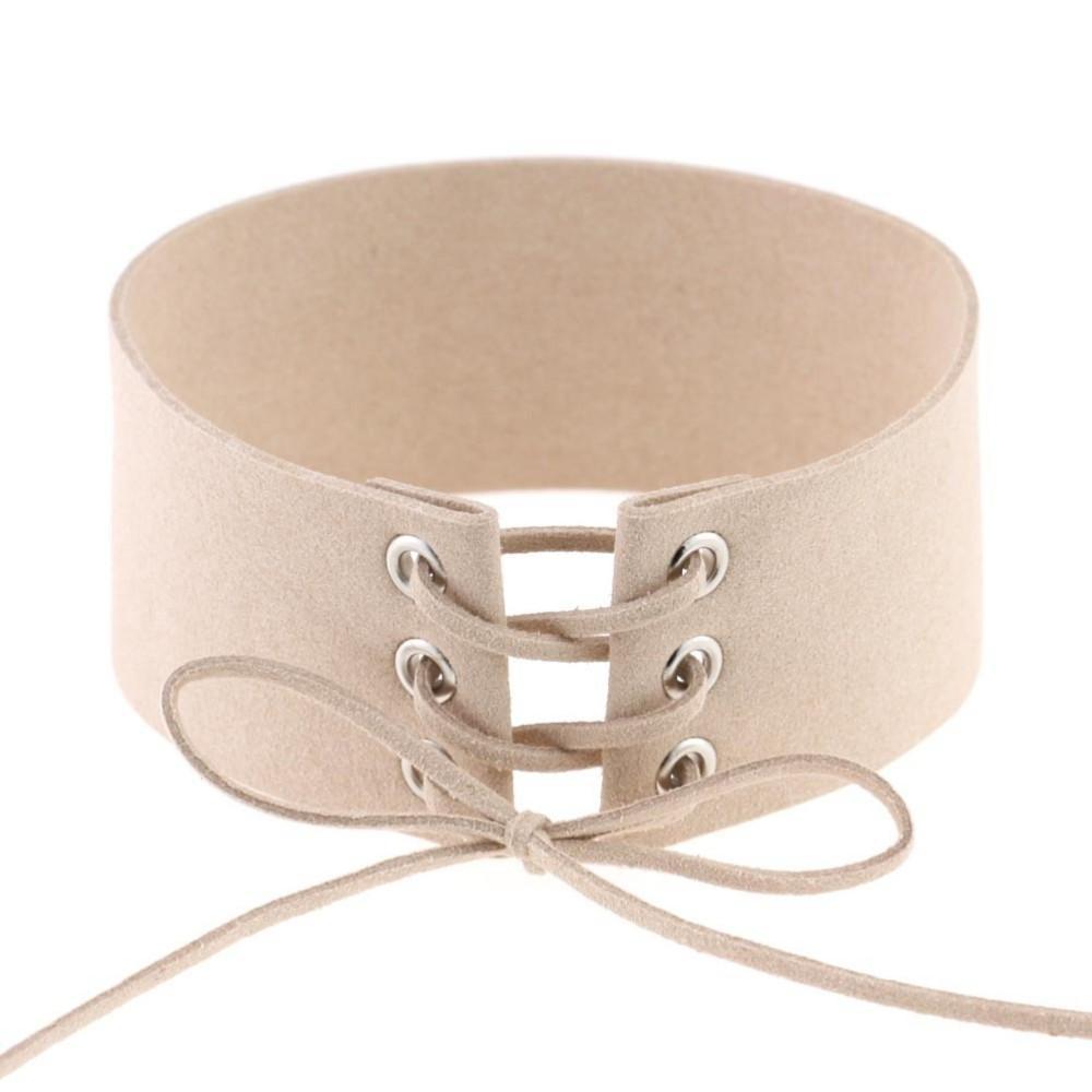 Suede Thick Laceup Choker