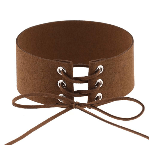 Suede Thick Laceup Choker