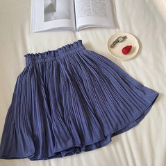 Summer Pleated Light With Hidden Shorts Skirt