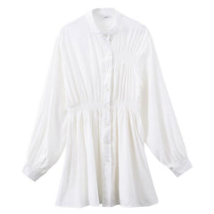 Summer Retro Shirt Collar Light White Black Dress