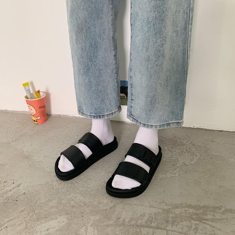 Techwear Flat Rubber Black Slipper Sandals