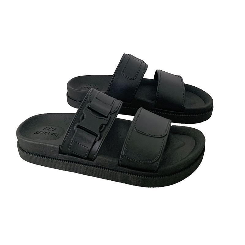 Techwear Flat Rubber Black Slipper Sandals