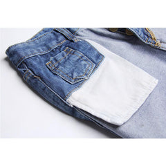 Teen Trend High Waist Contrast Denim Stitching Jeans