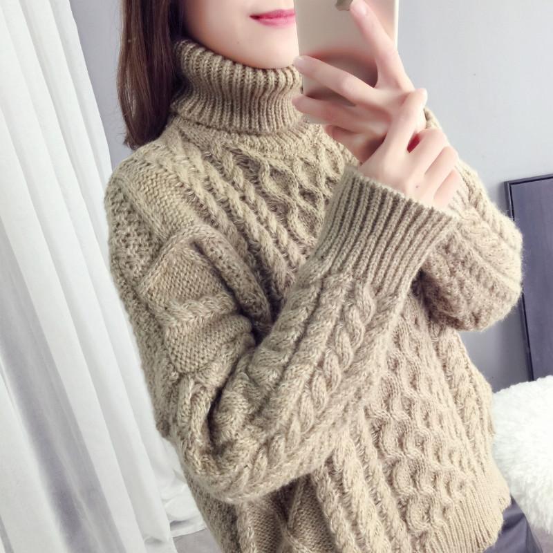 Thick Braids High Neck Knit Warm Sweater