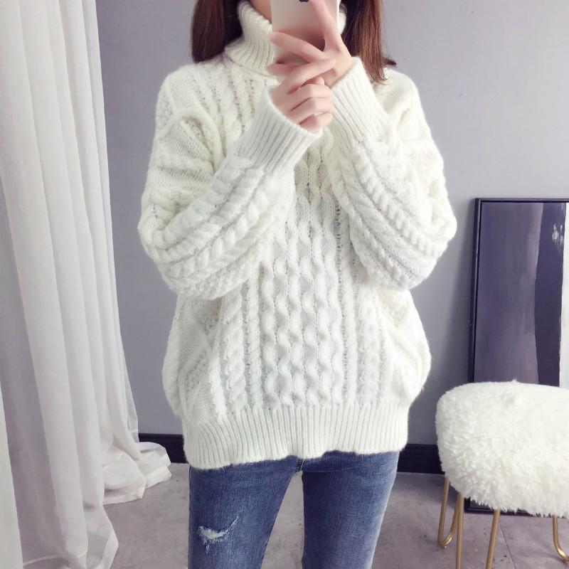 Thick Braids High Neck Knit Warm Sweater