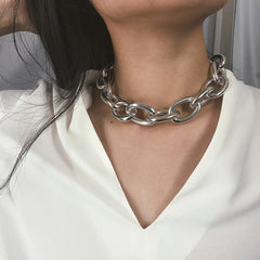 Thick Chain Links Ulzzang Choker Necklace + Bracelet