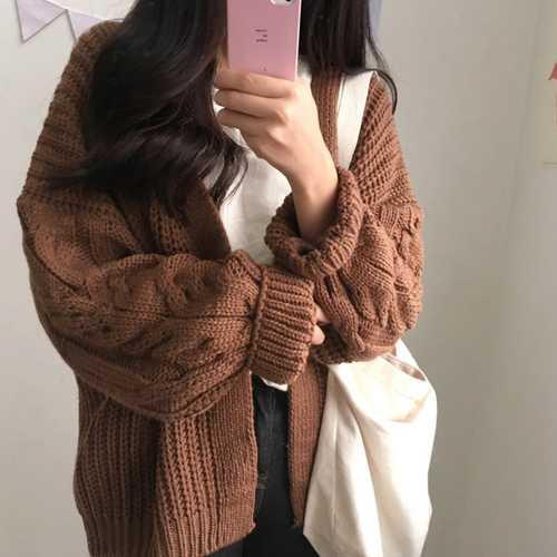 Thick Knit Volume  Aesthetic Buttons Cardigan