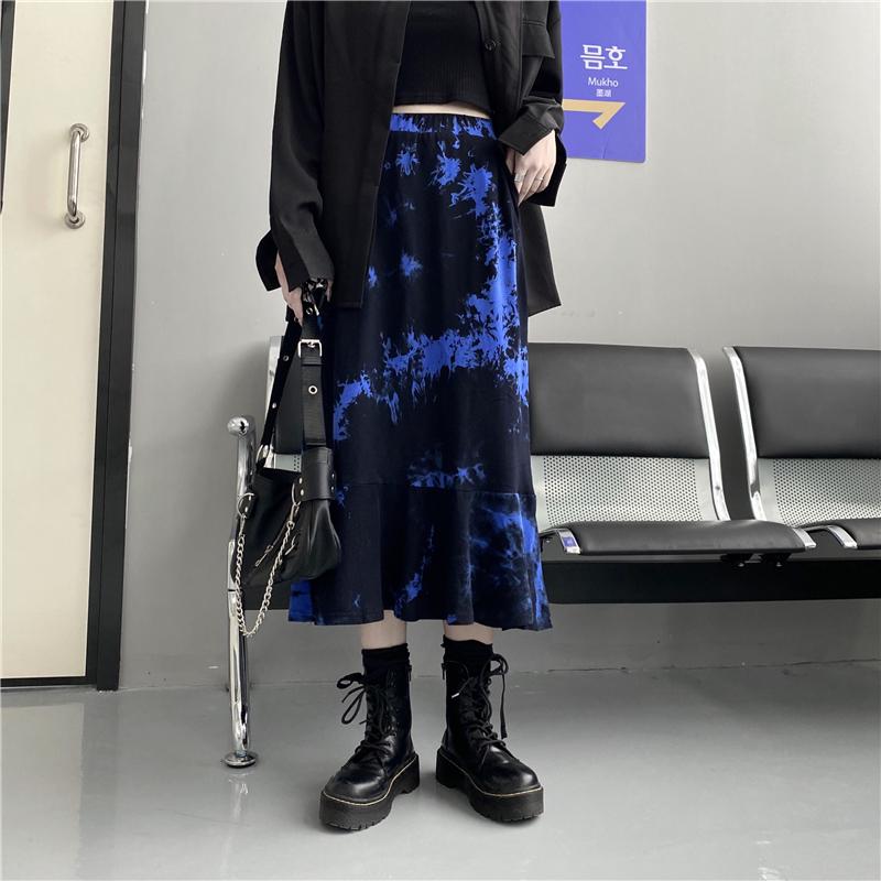 Tie Dye Print Internet Girl High Waist Long Skirt