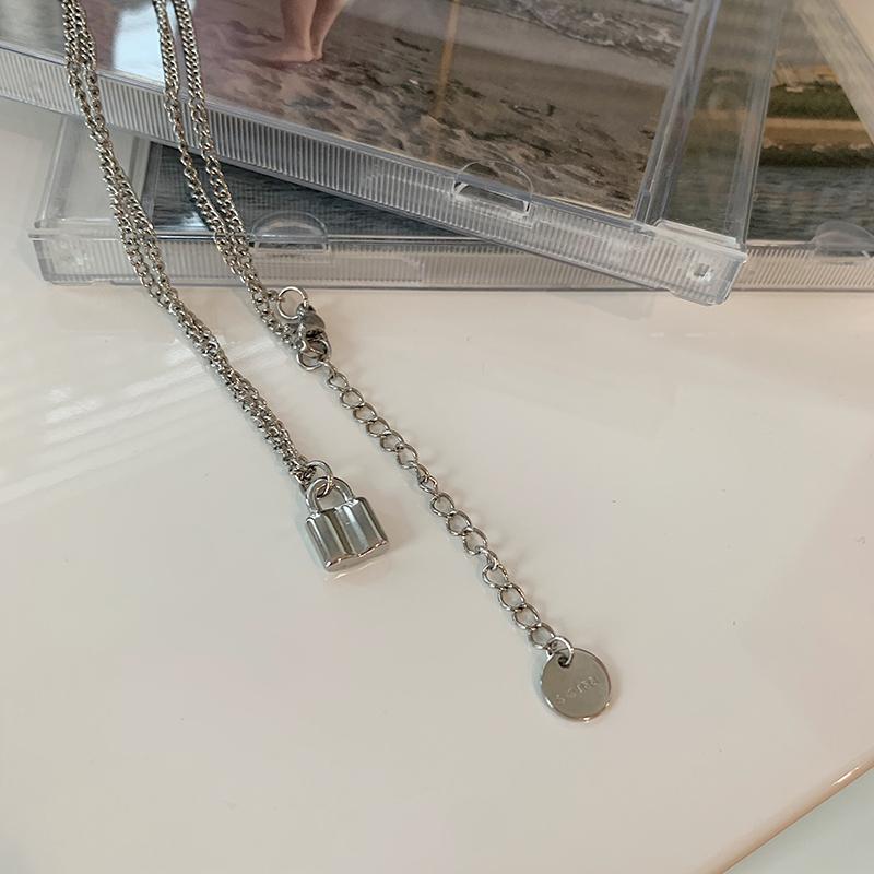 Tiny Lock Aesthetic Girl Thin Chain Necklace