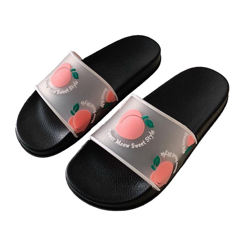 Transparent Fruits Print Rubber Black White Sandals