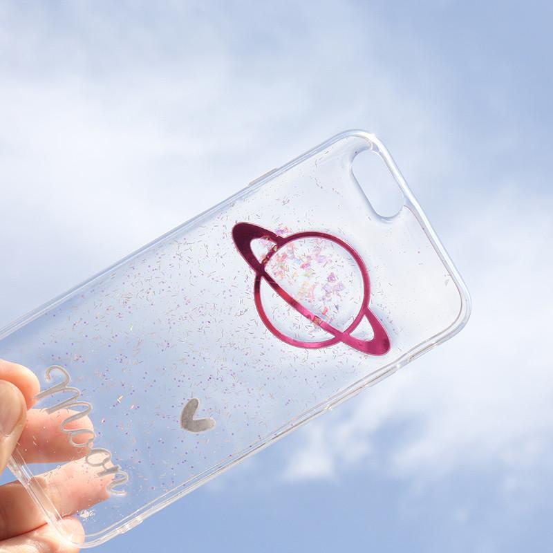 Transparent Glitter Saturn Planet Phone Case