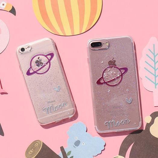 Transparent Glitter Saturn Planet Phone Case