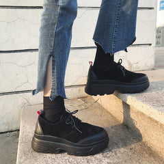 Velvet Black Platform Creepers Boots