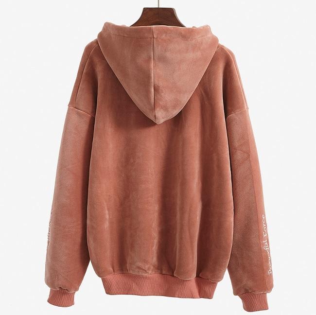 Velvet Oversized Long Long Sleeve Collar Plush Tassels Hoodie