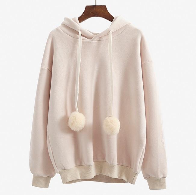 Velvet Oversized Long Long Sleeve Collar Plush Tassels Hoodie