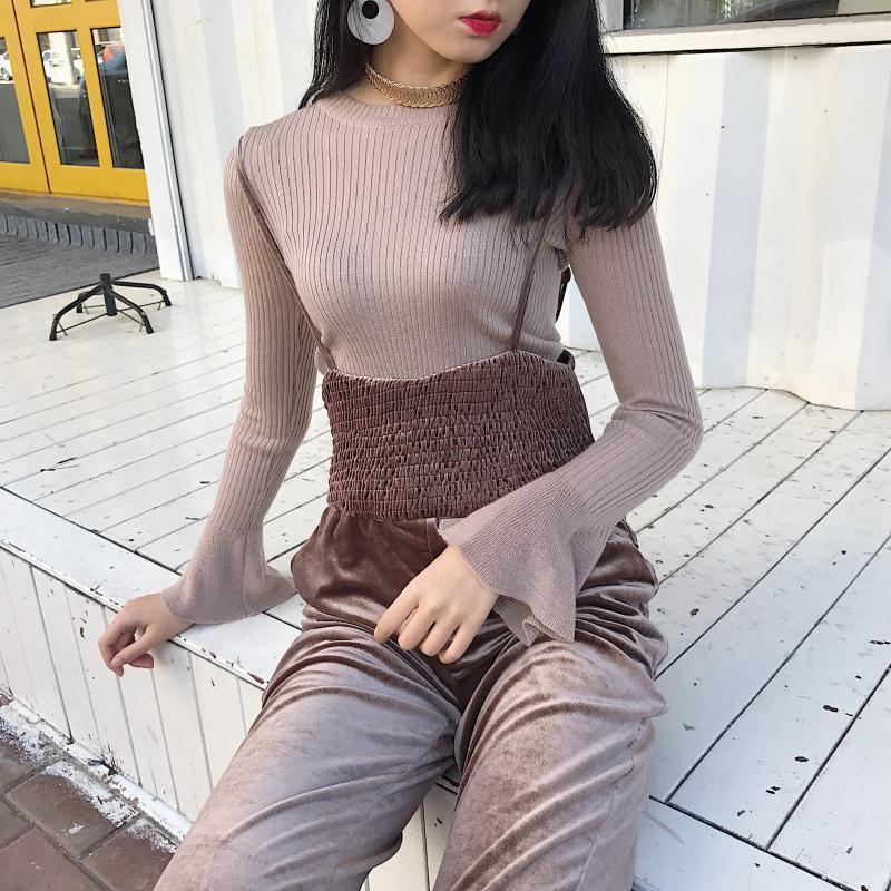 Velvet Shiny Long Jumpsuit Strappy Volume Pants