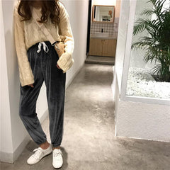 Velvet Side Double White Stripe Oversized Pants