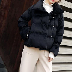 Velvet Side Zipped Warm Outwear Jacket