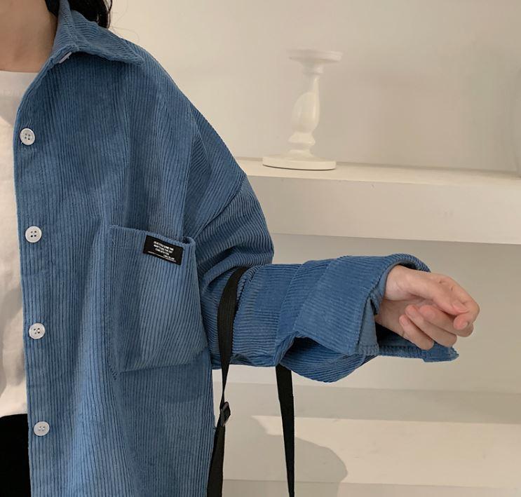 Vintage Cord-Oversize-Hemd mit Tasche 