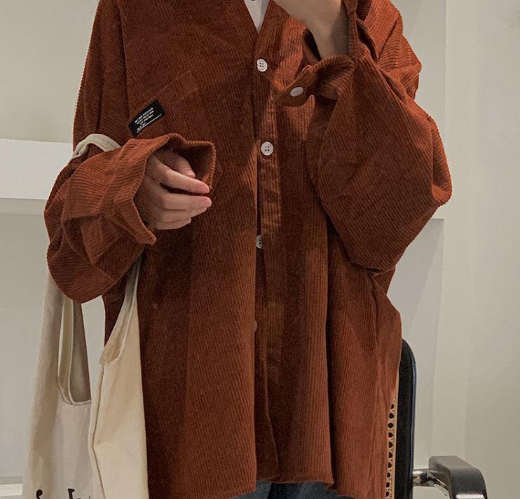 Vintage Cord-Oversize-Hemd mit Tasche 