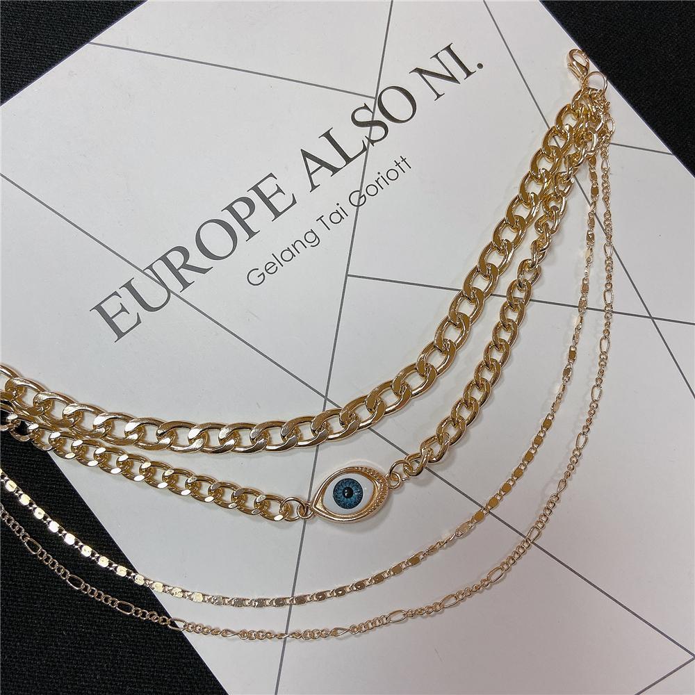 Vintage Eye Golden Multilayered Chains Choker Necklace