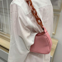 Bolso baguette vintage de piel sintética de cocodrilo