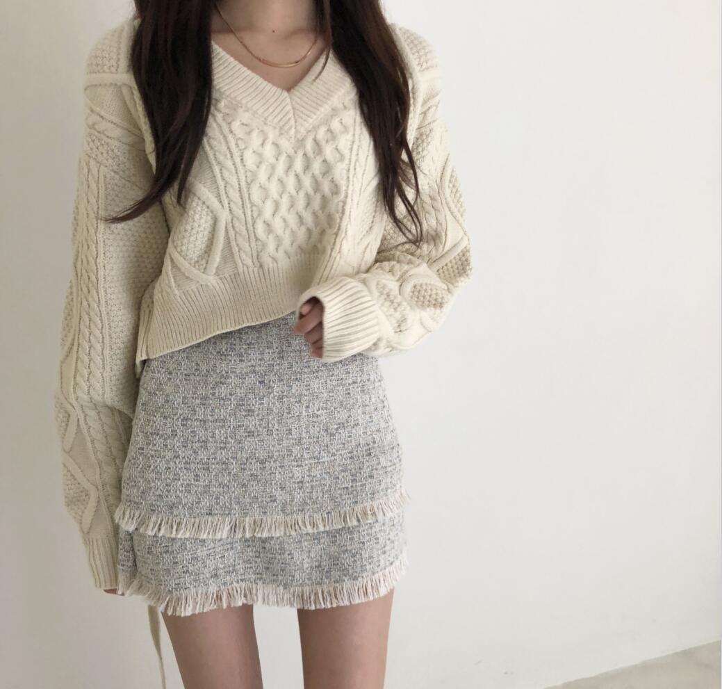 Vintage Loose Knit Braids Sweater + Small Skirt