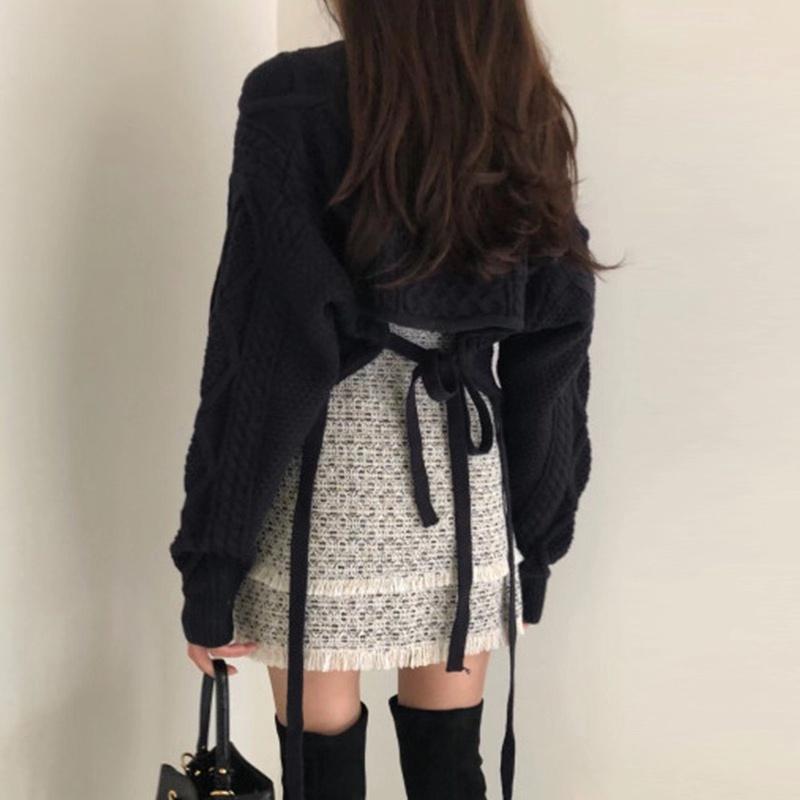 Vintage Loose Knit Braids Sweater + Small Skirt