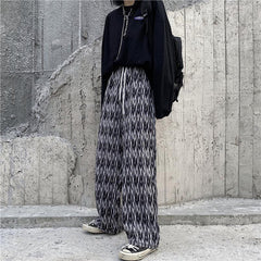 Vintage Pattern Print High Waist Loose Pants