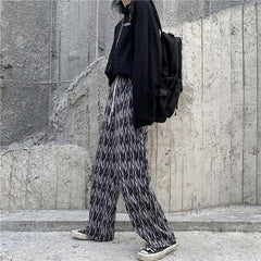 Vintage Pattern Print High Waist Loose Pants