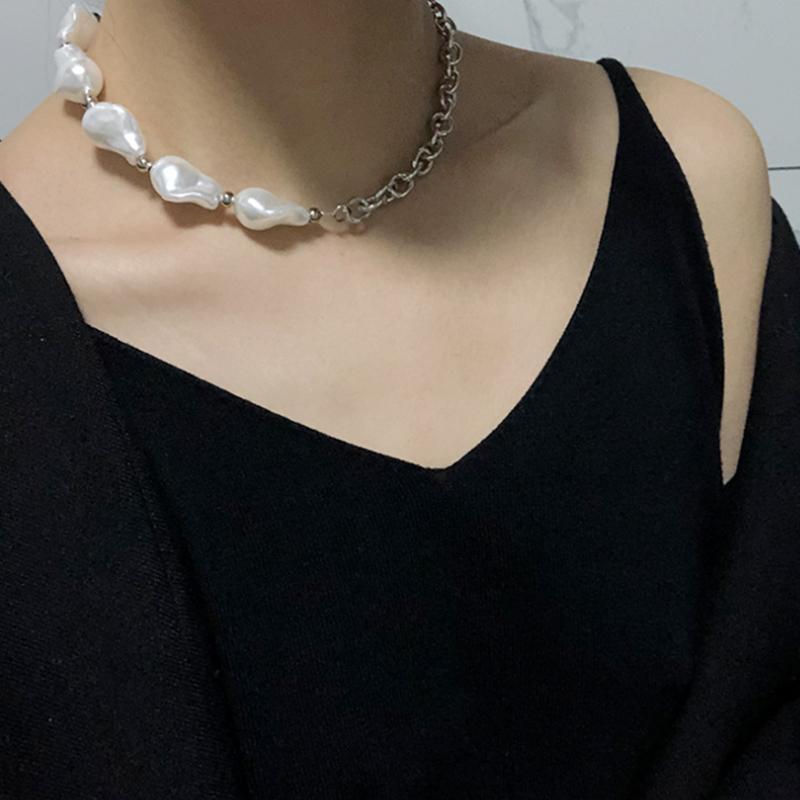 Vintage Pearl Beads And Silver Chain Necklace