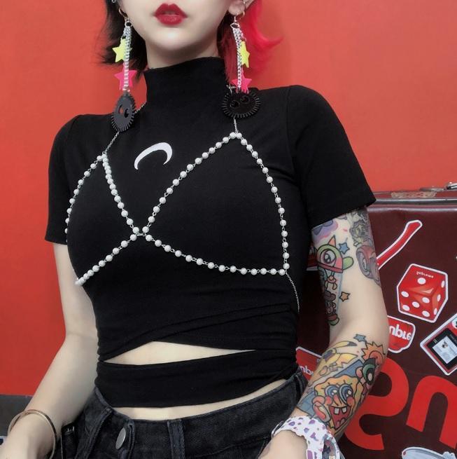 Vintage Perlen Strumpfband Eleganter dünner Ketten-BH