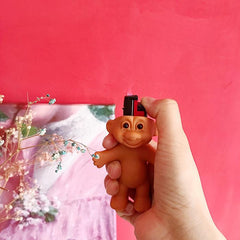 Vintage Troll Puppe Gummi Feuerzeughalter