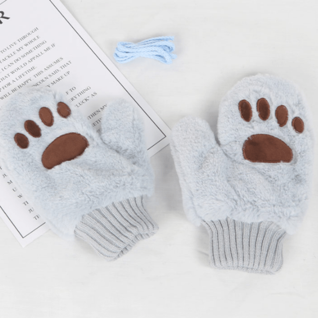 Warm Cat Paw Faux Fur Gloves