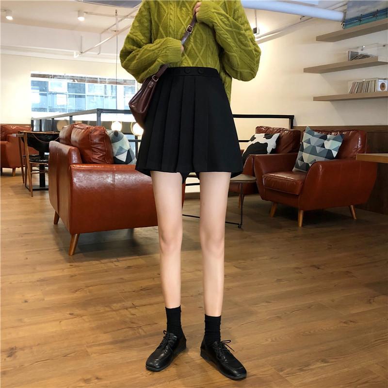 Warm High Waist Pleated Skirt With Hidden Shorts