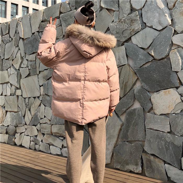 Warm Puffed Oversize Fur Hood Outwear Zipper Jacket