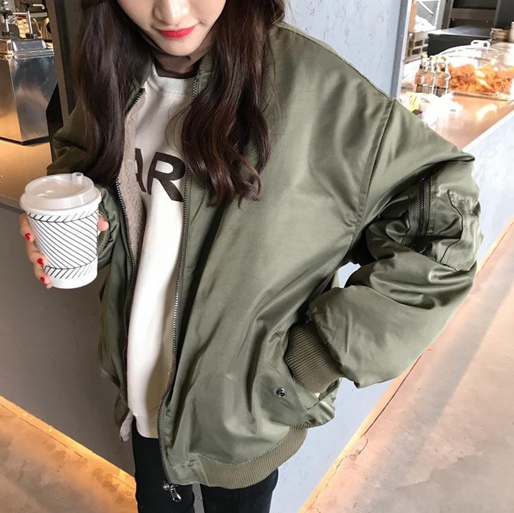 Warm Two-Sided Curly Faux Fur Green Outwear Jacket