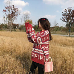 Warm Wool Knit Holiday Pattern Sweater