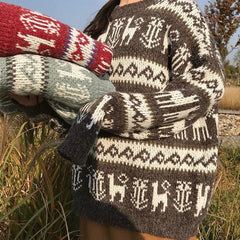 Warm Wool Knit Holiday Pattern Sweater