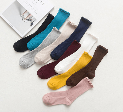 Wavy Edge High Ankle Easy Colors Socks