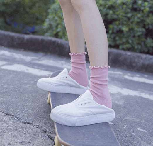 Wavy Edge High Ankle Easy Colors Socks