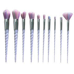 White Mermaid Gradient Rainbow Makeup Brushes 10 Set