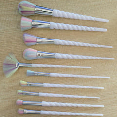 White Mermaid Gradient Rainbow Makeup Brushes 10 Set