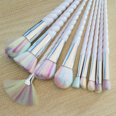 White Mermaid Gradient Rainbow Makeup Brushes 10 Set