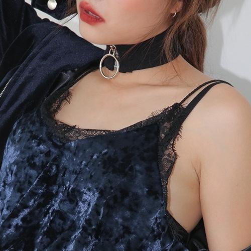 Wide Knit Elastic Zipper Collar Choker