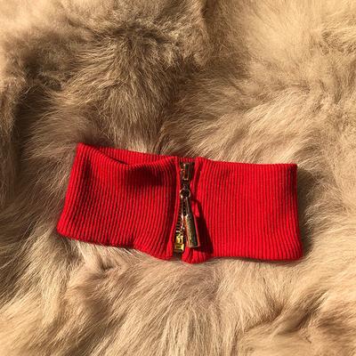 Wide Knit Elastic Zipper Collar Choker