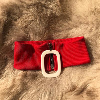 Wide Knit Elastic Zipper Collar Choker